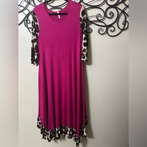 Celeste Magenta Maxi Dress with Leopard Print Accents
